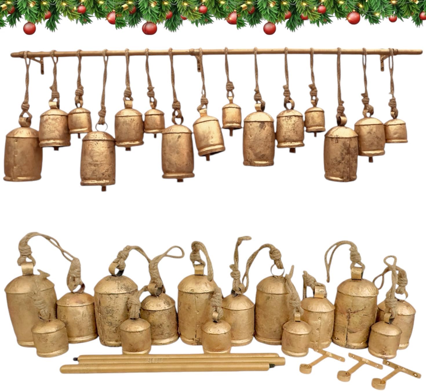 Christmas Stocking Hanging - RW 러스틱 자이언트 크리스마스 벨 -