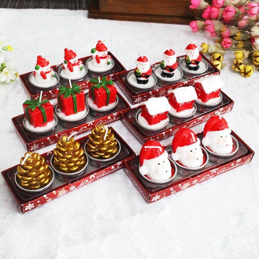 Holiday Candle Set - 크리스마스 장식용 캔들 3개 세트: 산타,