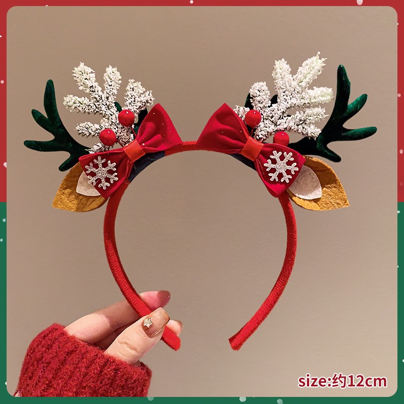 Reindeer Antlers Headband - 크리스마스 테마의 귀여운 사슴 뿔 머리띠,