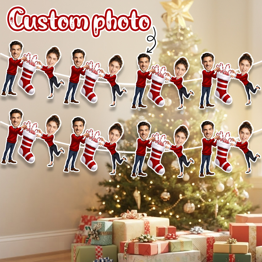 8/16/24PC 맞춤형 사진 크리스마스 스타킹 커플  - Christmas Stocking Hanging 리뷰 및 가격